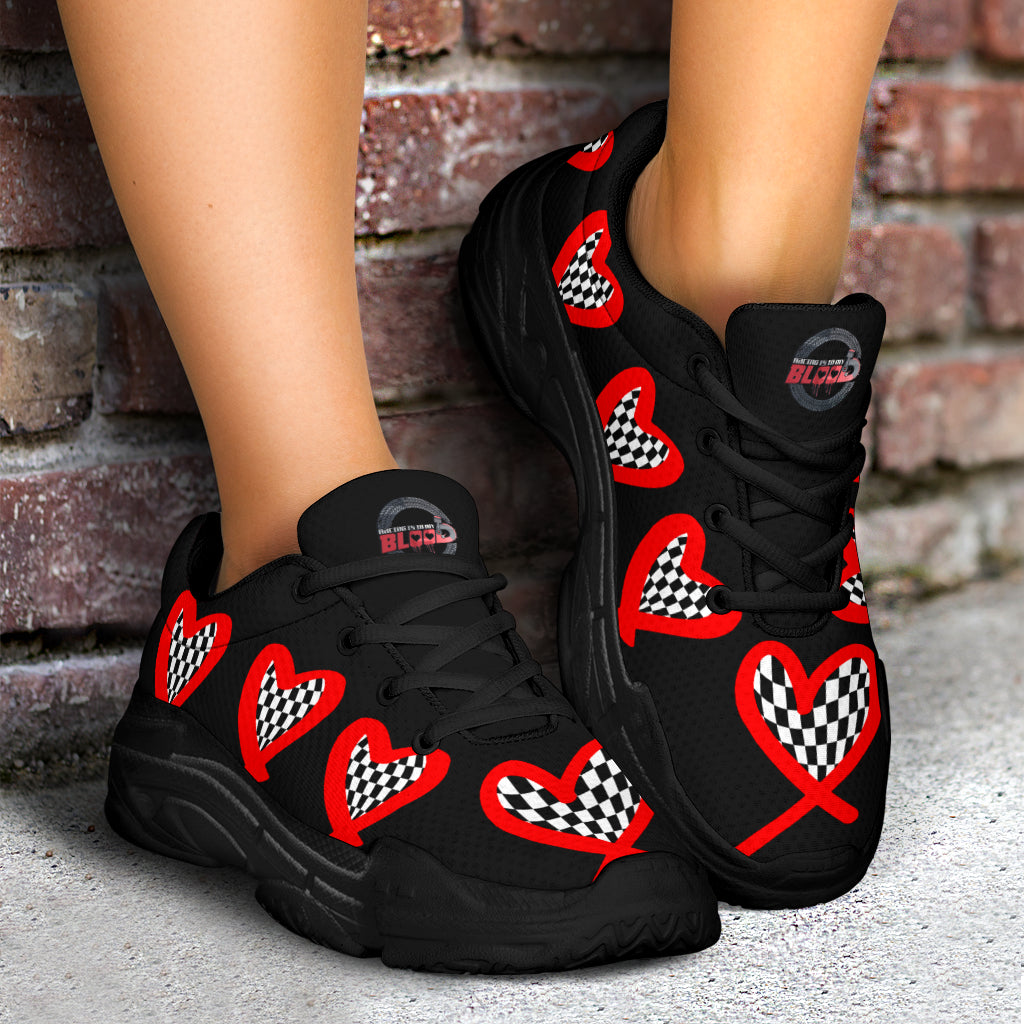 Checkered heart chunky sneakers