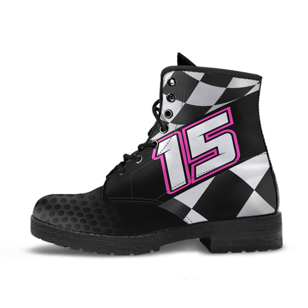 Custom Checkered Racing Boots Number 65