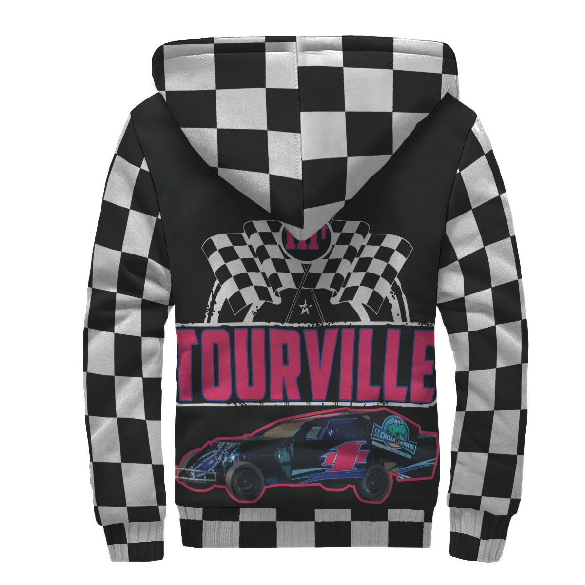 Custom Car Photo Racing Checkered Sherpa Jacket