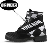 Custom Name Checkered Racing Boots