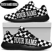 Custom Name Racing Checkered Sneakers