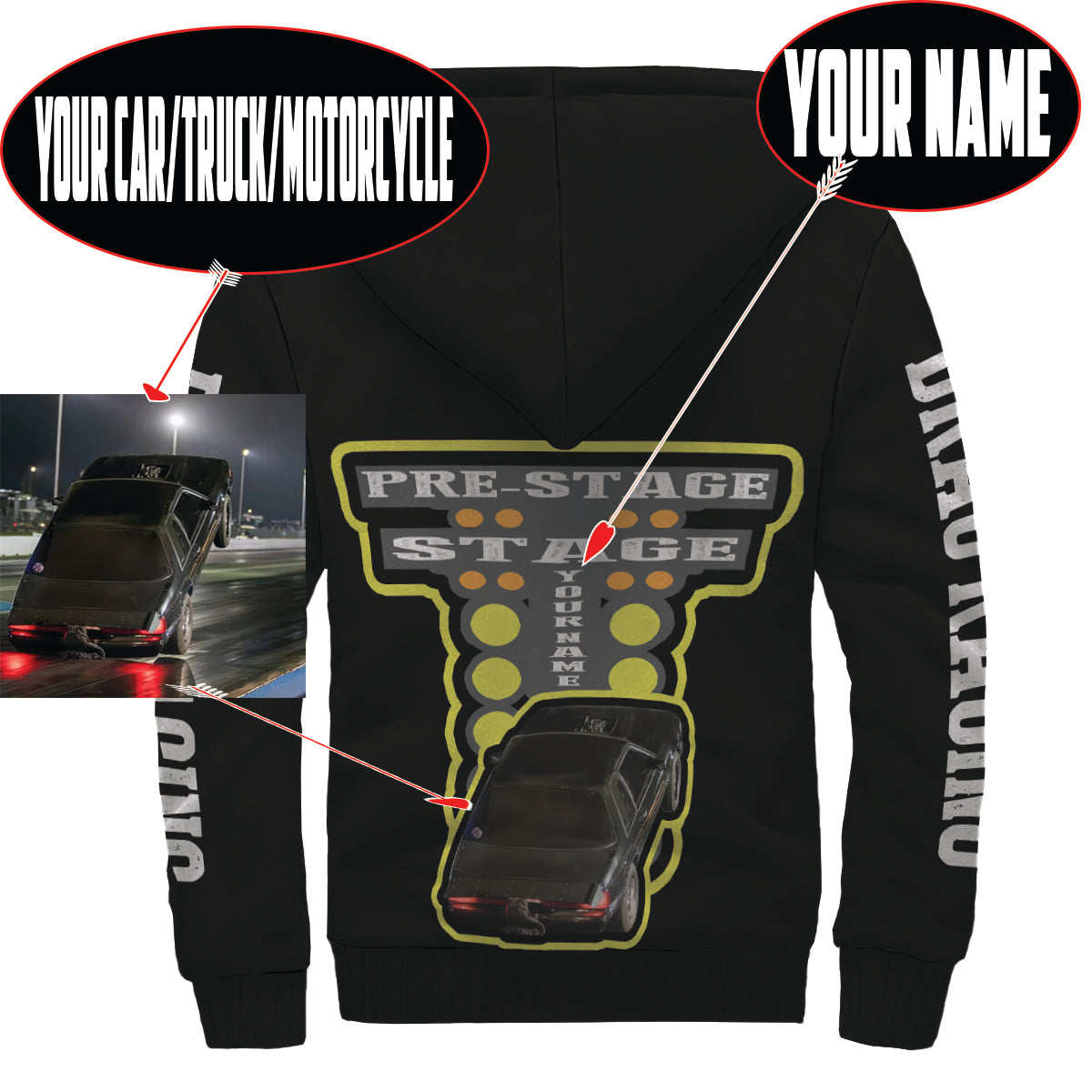 Custom Drag Racing Sherpa Jacket With Photo And Name