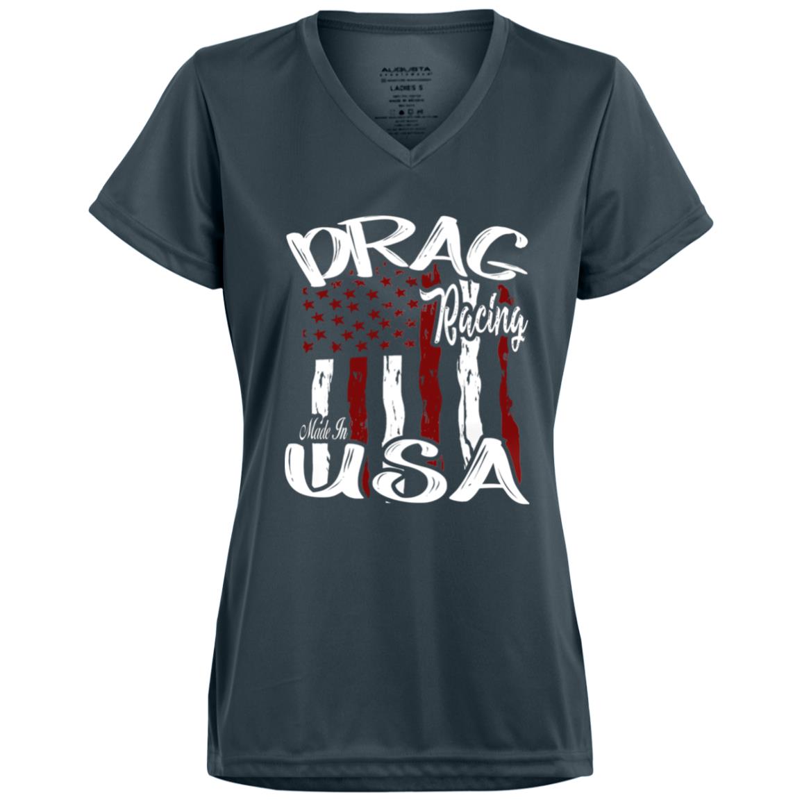 Drag Racing Made In USA Ladies’ Moisture-Wicking V-Neck Tee