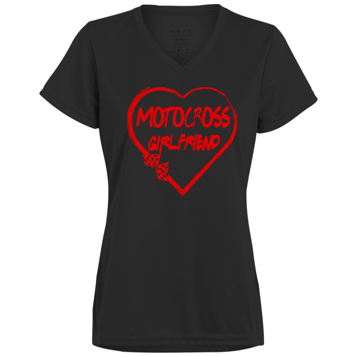 Motocross Girlfriend Heart Ladies’ Moisture-Wicking V-Neck Tee