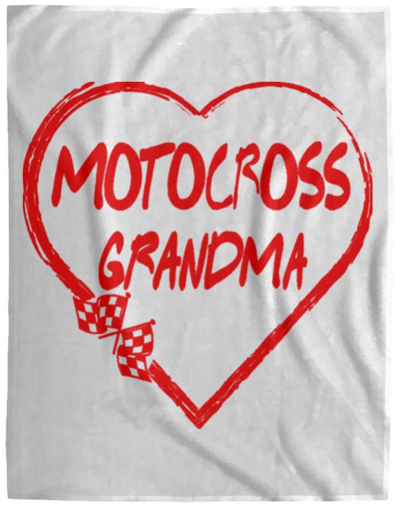 Motocross Grandma Heart Cozy Plush Fleece Blanket - 60x80