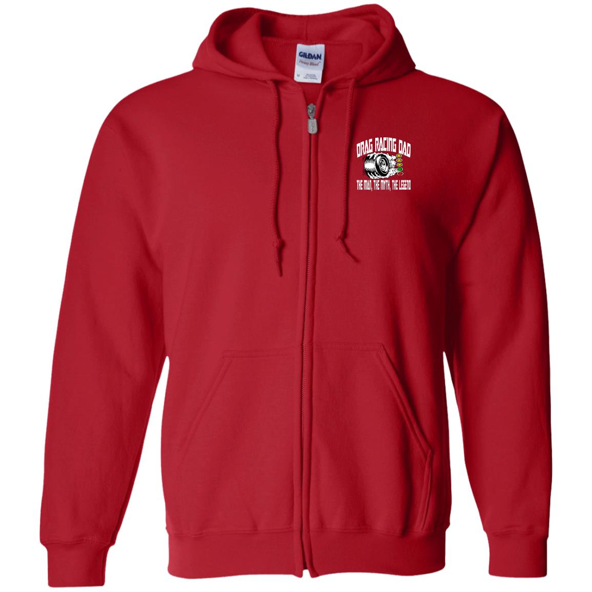 Drag Racing Dad Zip Up Hooded Sweatshirt
