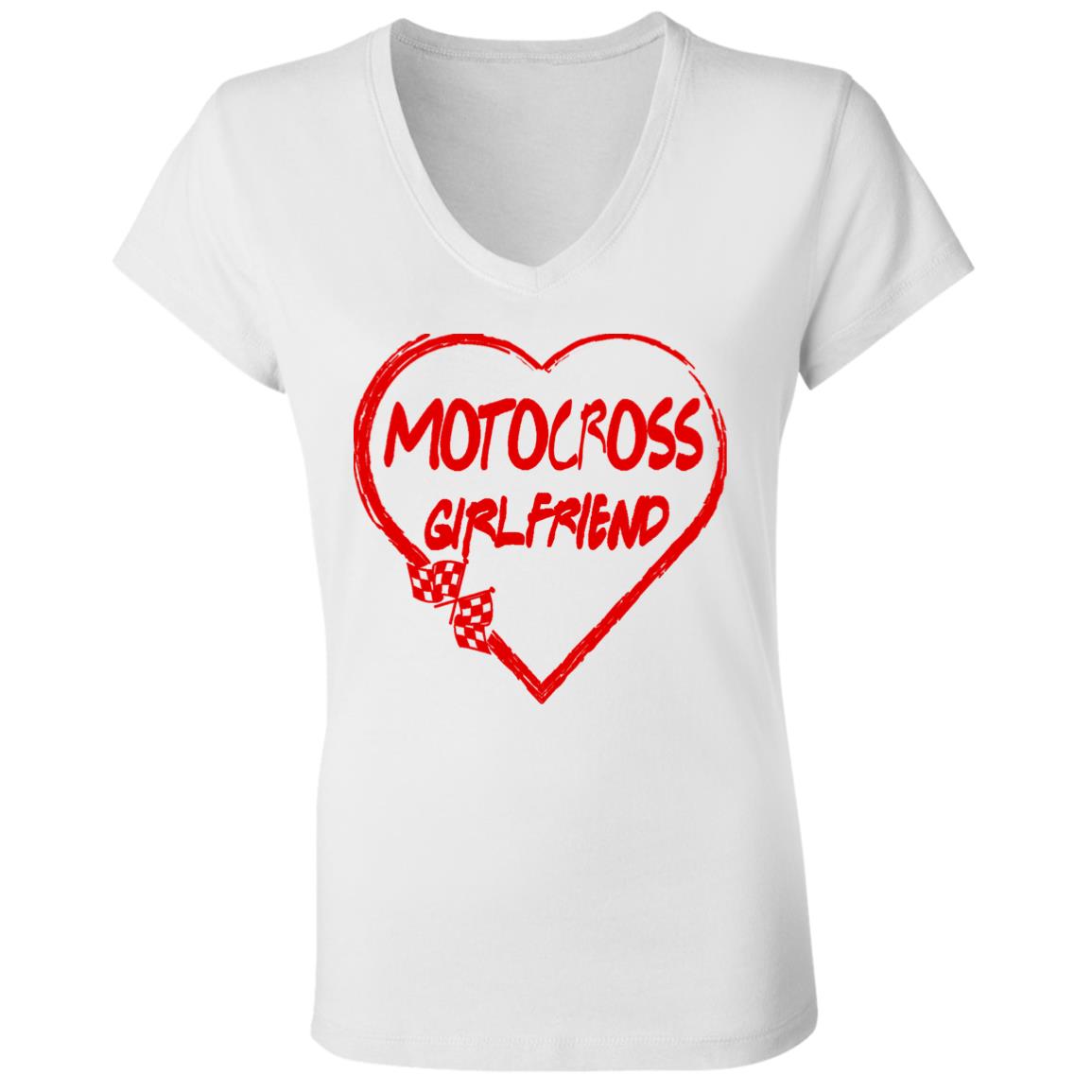Motocross Girlfriend Heart Ladies' Jersey V-Neck T-Shirt