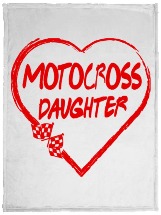 Motocross Daughter Heart Cozy Plush Fleece Blanket - 30x40