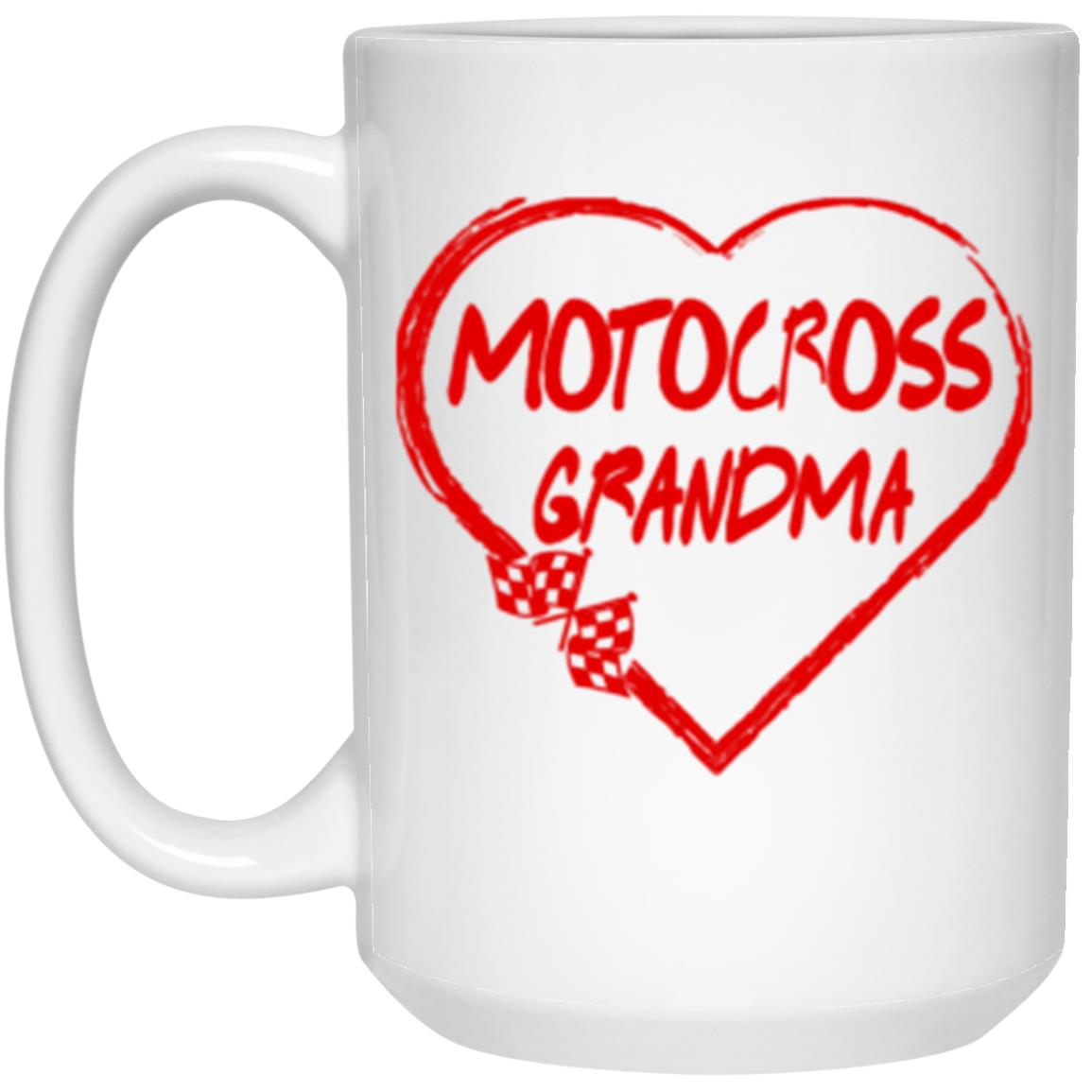 Motocross Grandma Heart 15 oz. White Mug