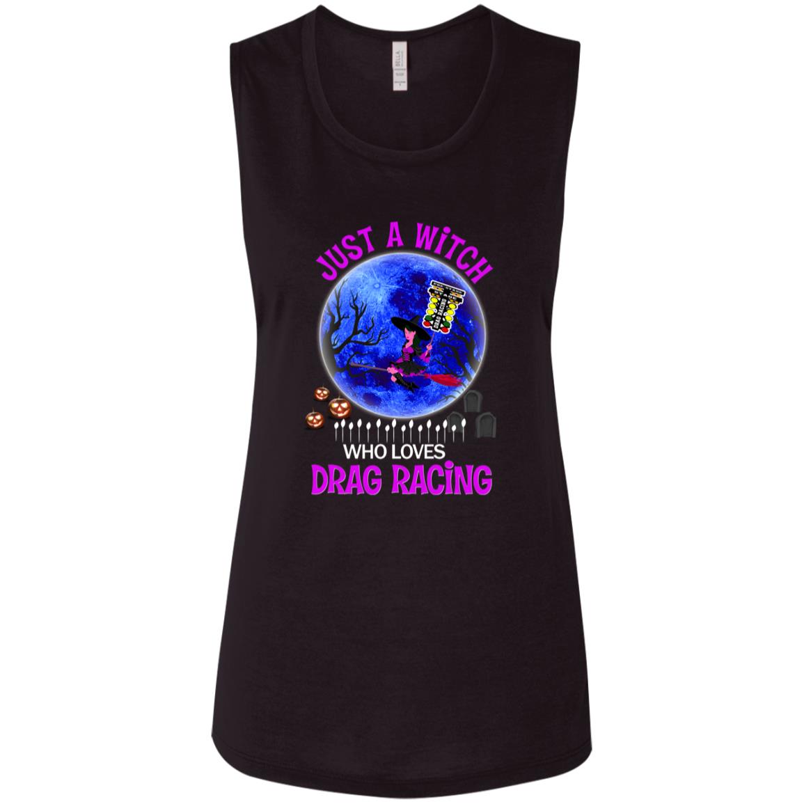 Just A Witch Who Loves Drag Racing Ladies' Flowy Muscle Tank