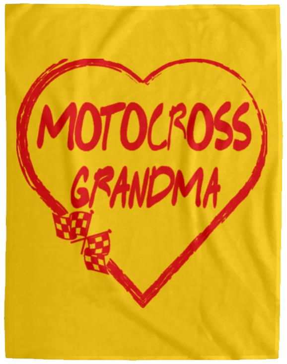 Motocross Grandma Heart Cozy Plush Fleece Blanket - 60x80