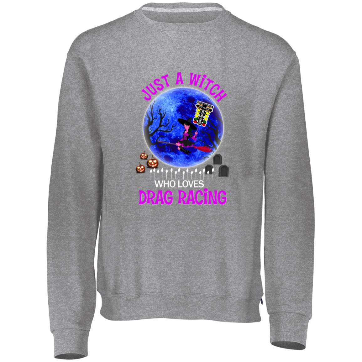Just A Witch Who Loves Drag Racing Youth Dri-Power Fleece Crewneck Sweatshirt