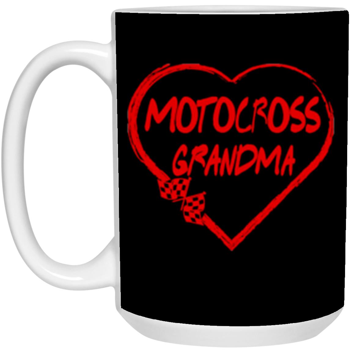 Motocross Grandma Heart 15 oz. White Mug