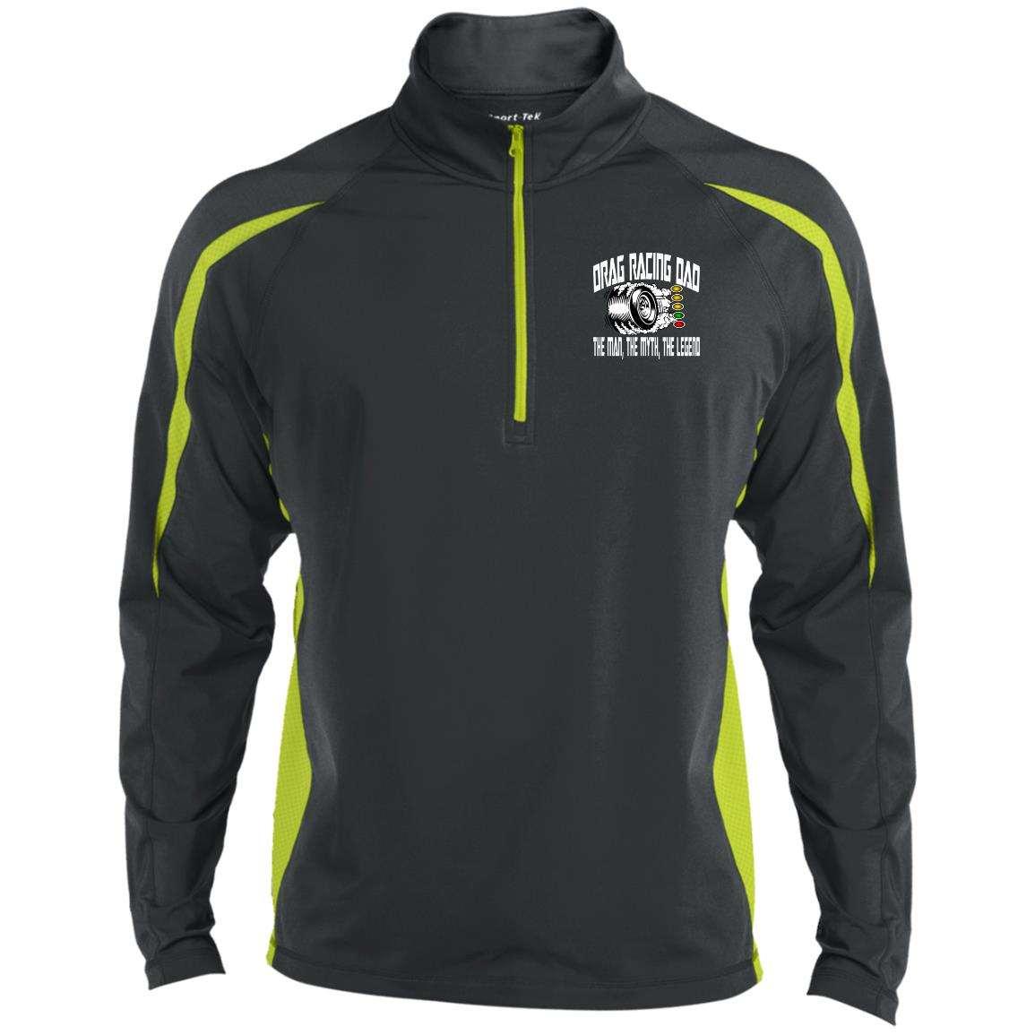 Drag Racing Dad Men's Sport Wicking Colorblock 1/2 Zip