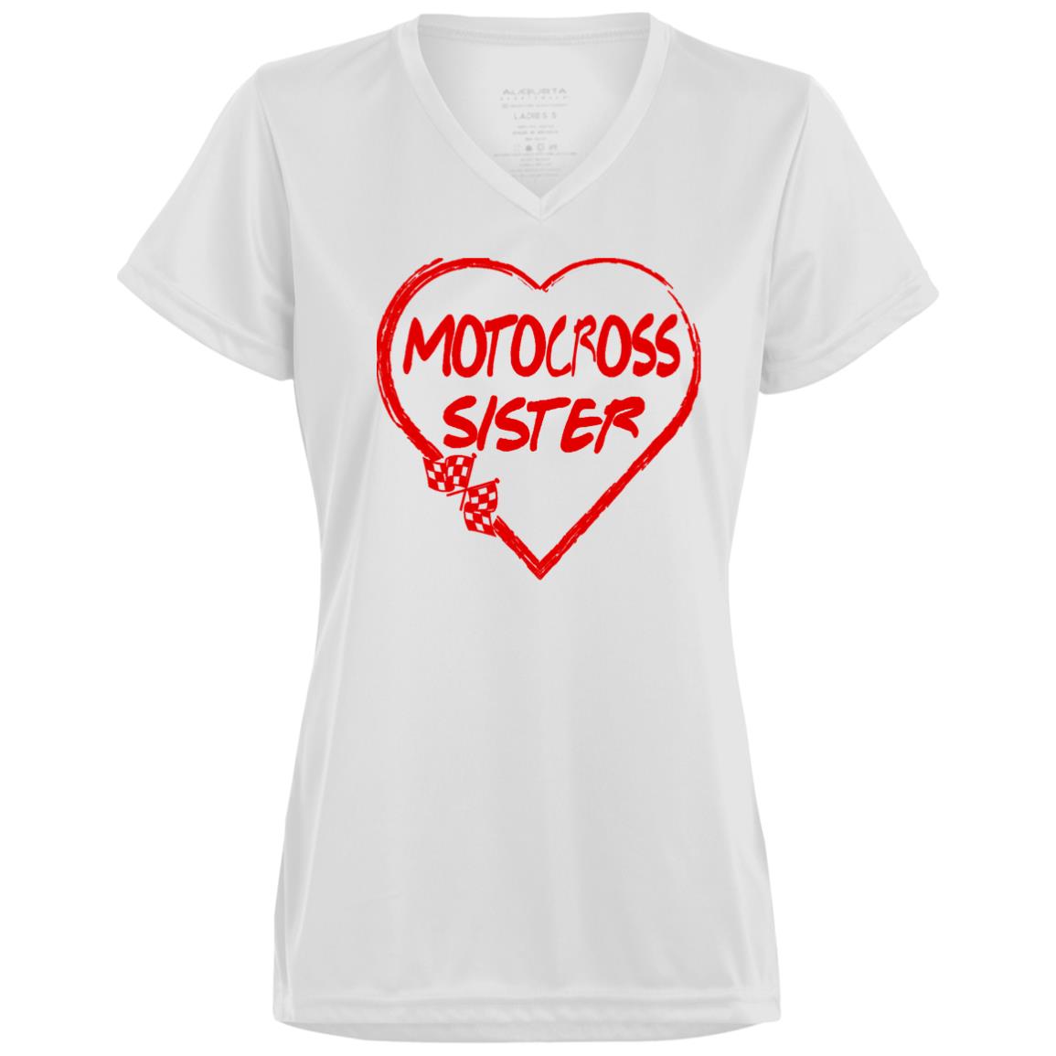 Motocross Sister Heart Ladies’ Moisture-Wicking V-Neck Tee