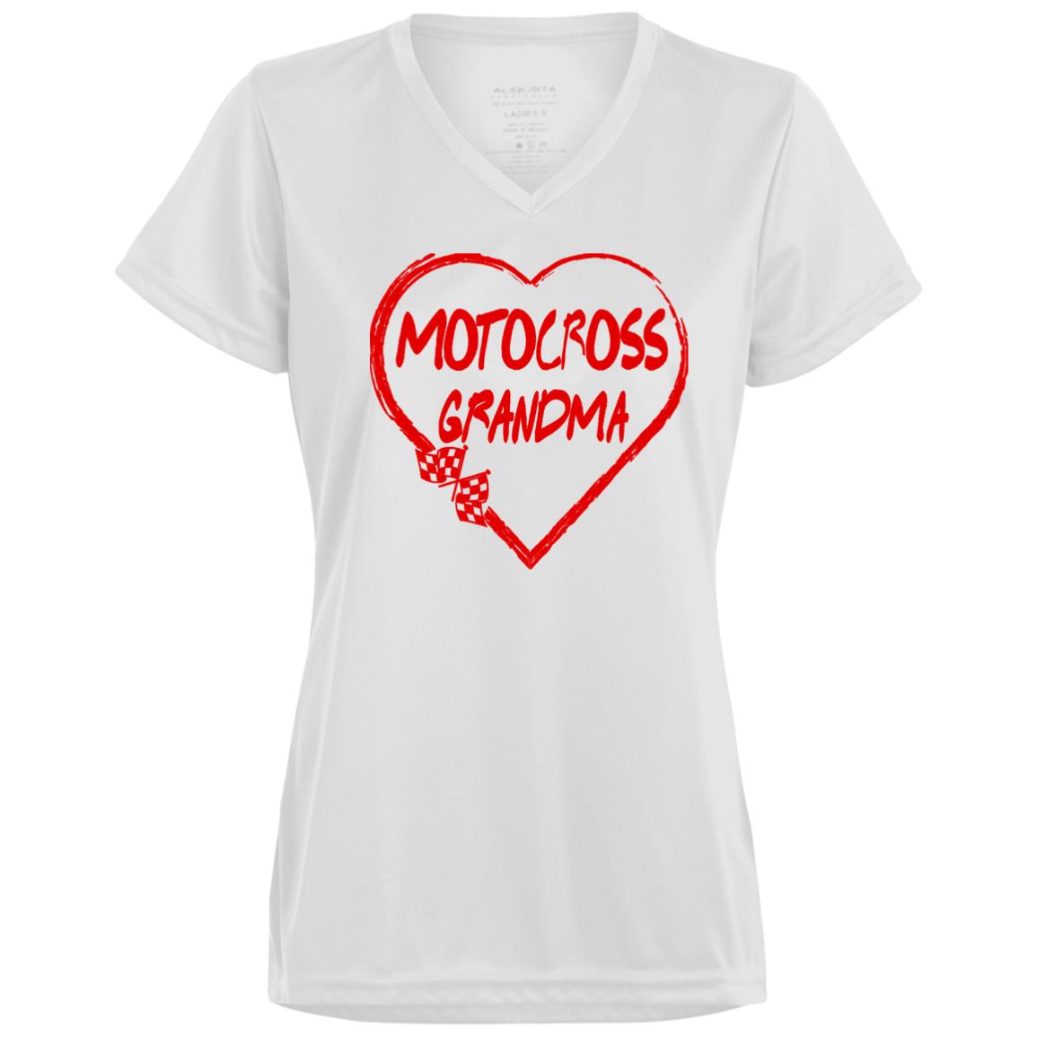 Motocross Grandma Heart Ladies’ Moisture-Wicking V-Neck Tee