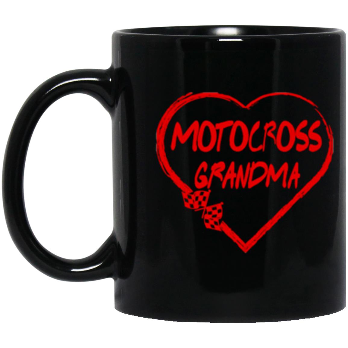 Motocross Grandma Heart 11 oz. Black Mug