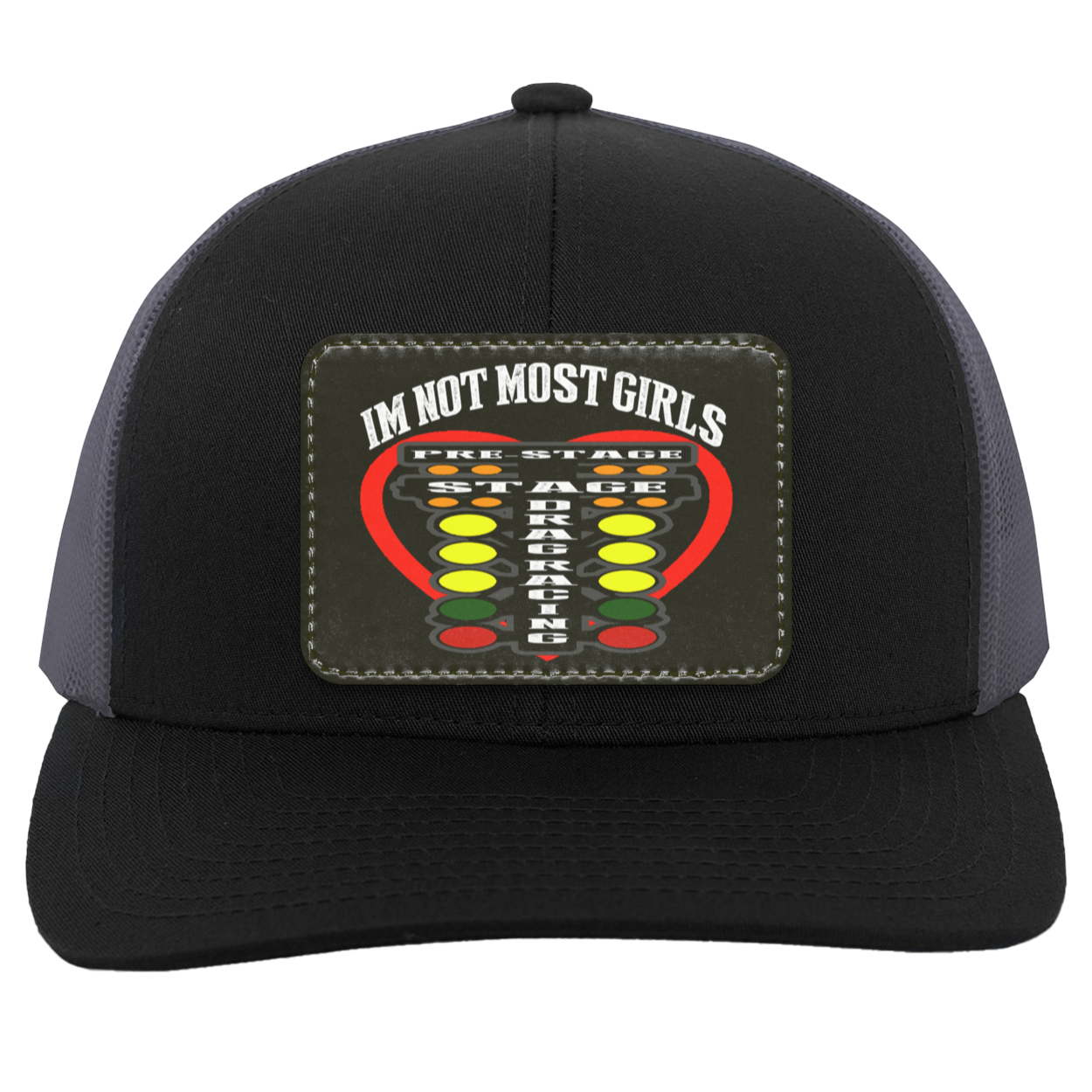 I'm Not Most Girls Drag Racing Trucker Snap Back - Patch