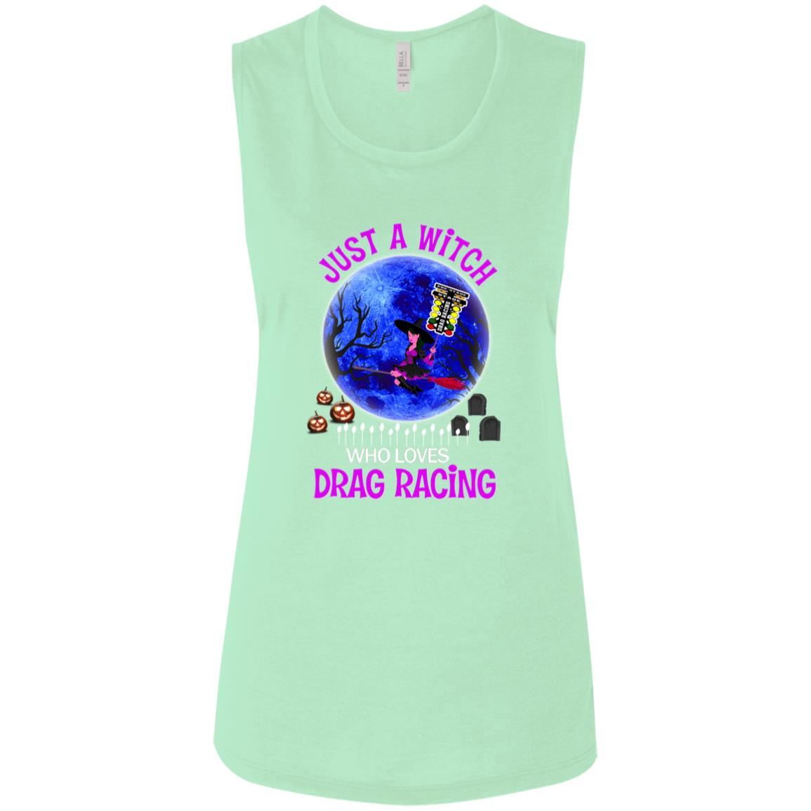 Just A Witch Who Loves Drag Racing Ladies' Flowy Muscle Tank