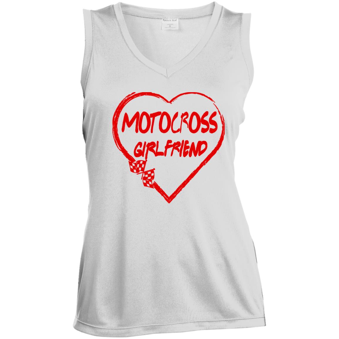 Motocross Girlfriend Heart Ladies' Sleeveless V-Neck Performance Tee