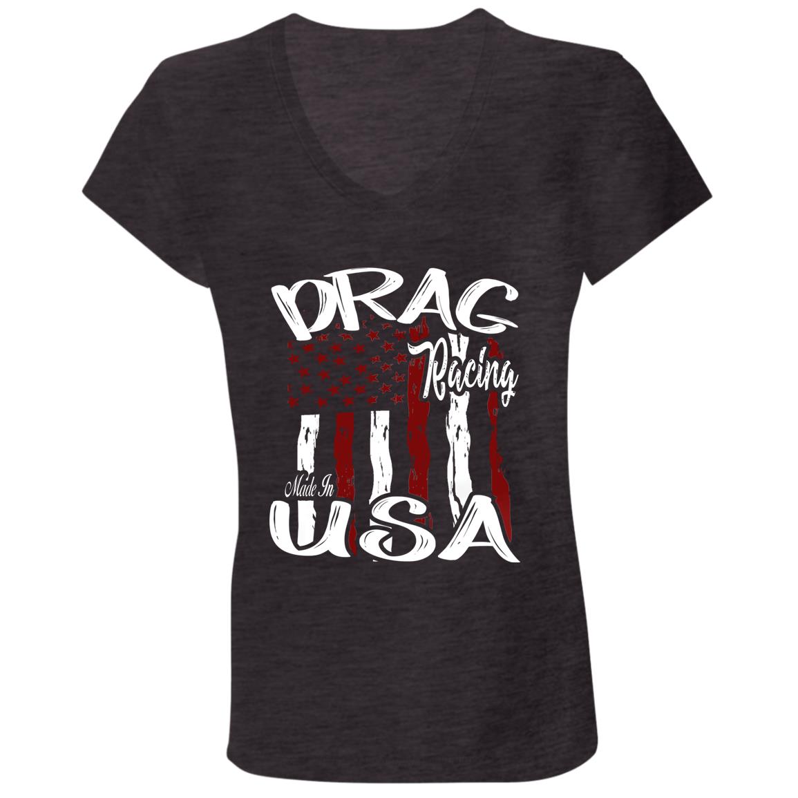 Drag Racing Made In USA Ladies' Jersey V-Neck T-Shirt