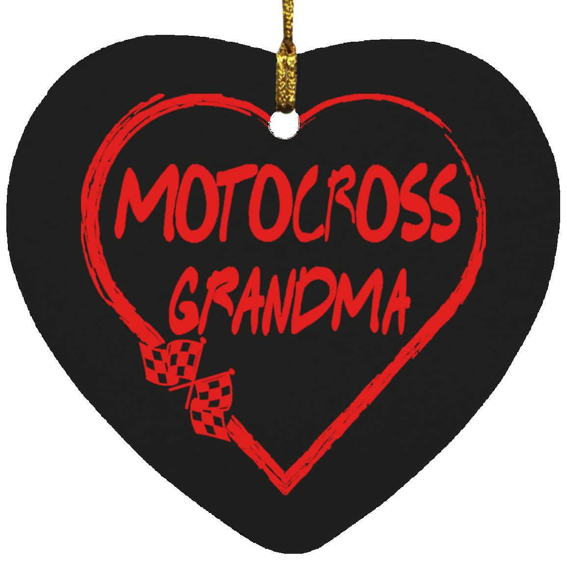 Motocross Grandma Heart Ornament