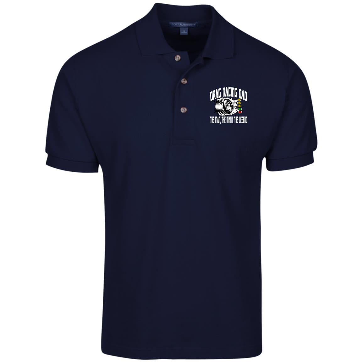 Drag Racing Dad Cotton Pique Knit Polo