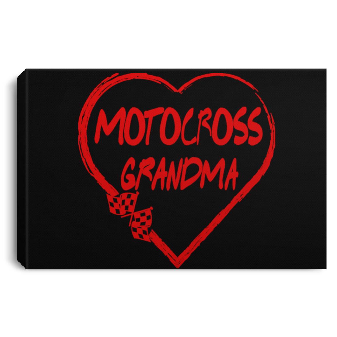 Motocross Grandma Heart Landscape Canvas .75in Frame
