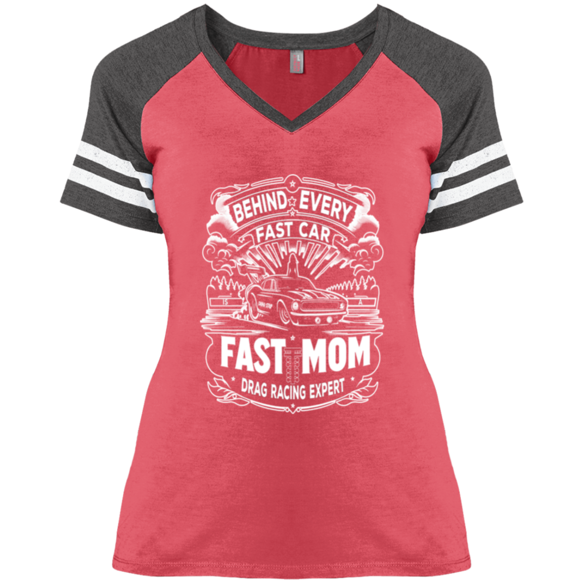 Behind Every Fast Car is a Fast Mom Drag Racing Expert V-Neck T-Shirts