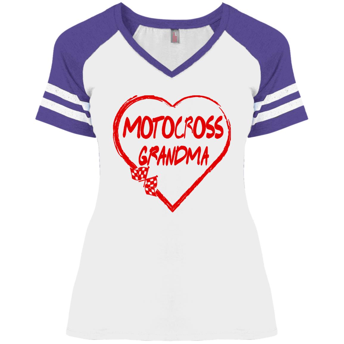Motocross Grandma Heart Ladies' Game V-Neck T-Shirt