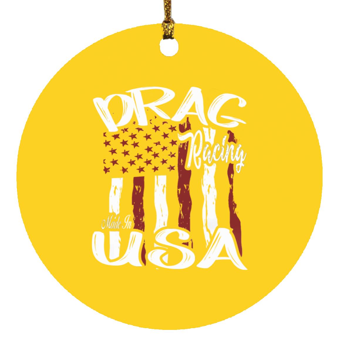 Drag Racing Made In USA Circle Ornament