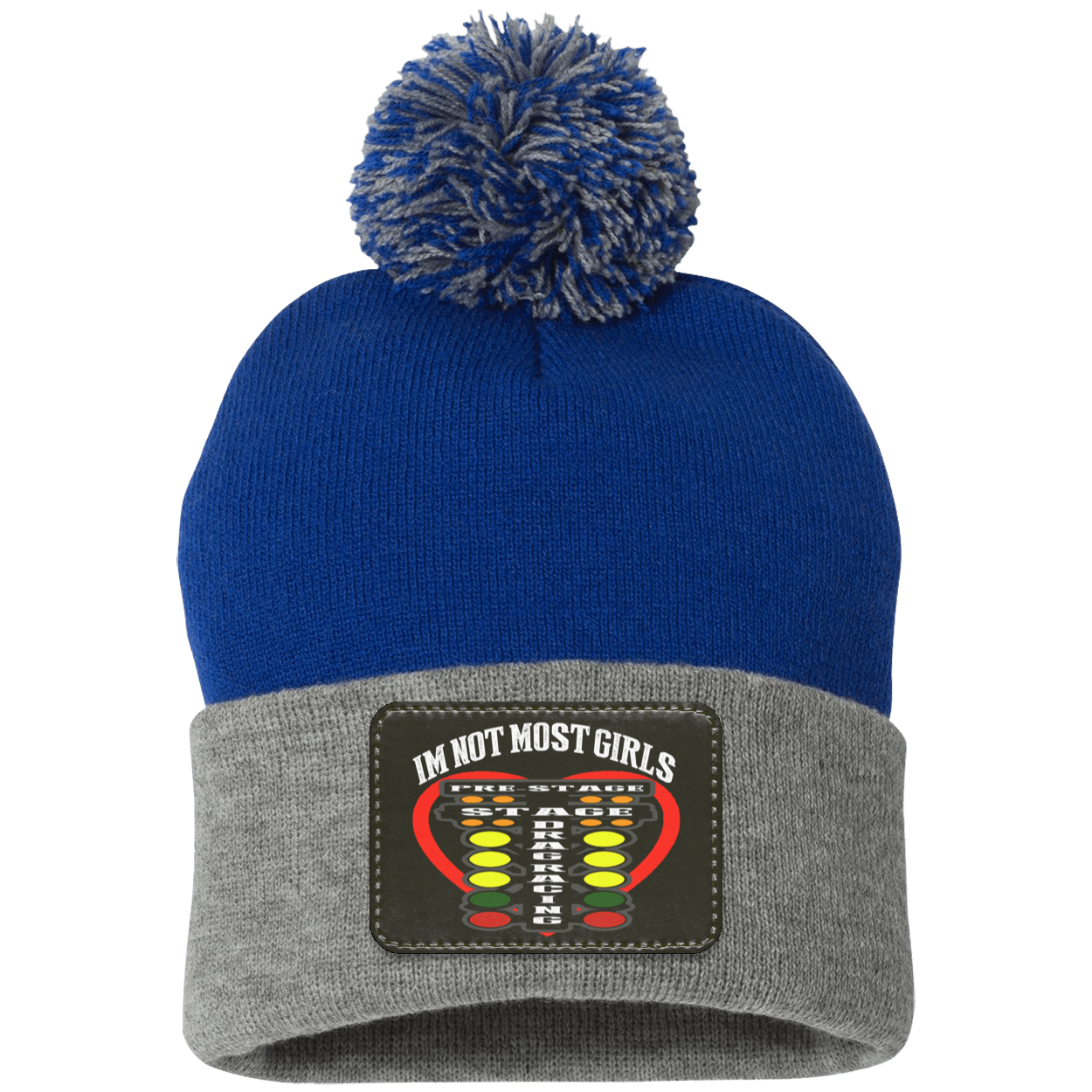 I'm Not Most Girls Drag Racing Pom Pom Knit Cap - Patch