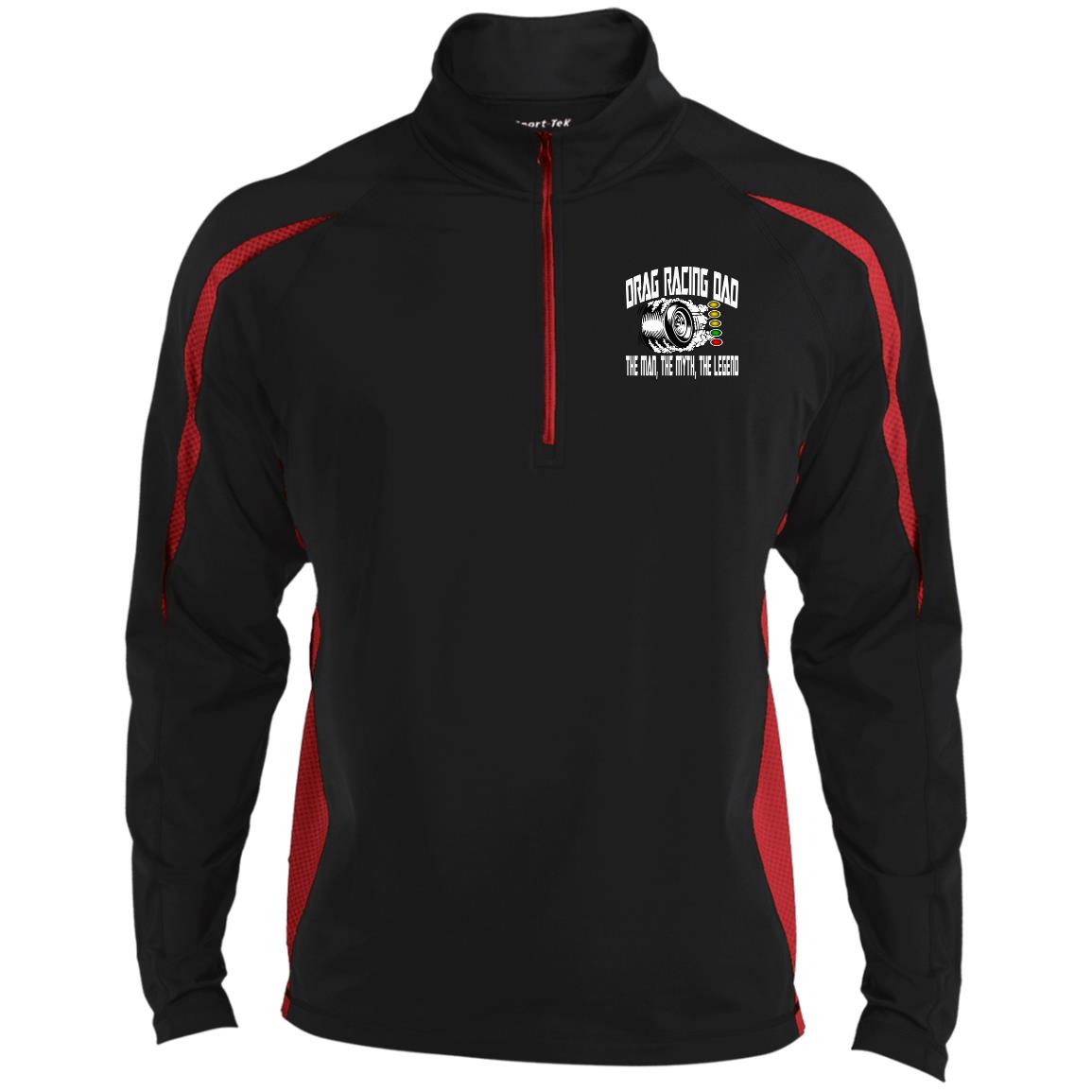 Drag Racing Dad Men's Sport Wicking Colorblock 1/2 Zip