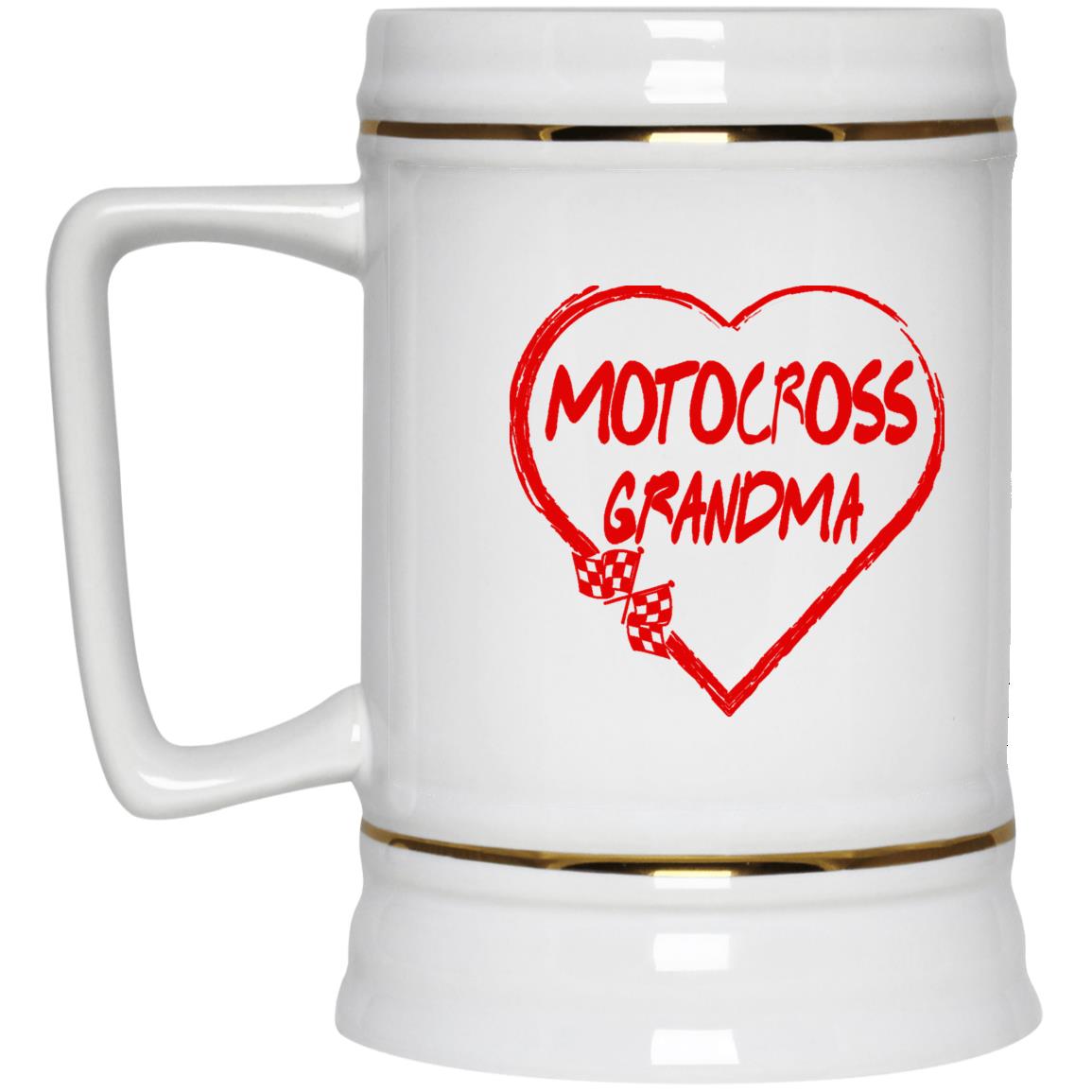 Motocross Grandma Heart Beer Stein 22oz.