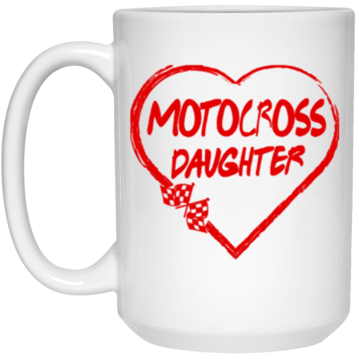 Motocross Daughter Heart 15 oz. White Mug