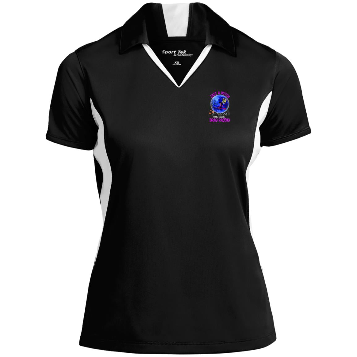 Just A Witch Who Loves Drag Racing Ladies' Colorblock Performance Polo