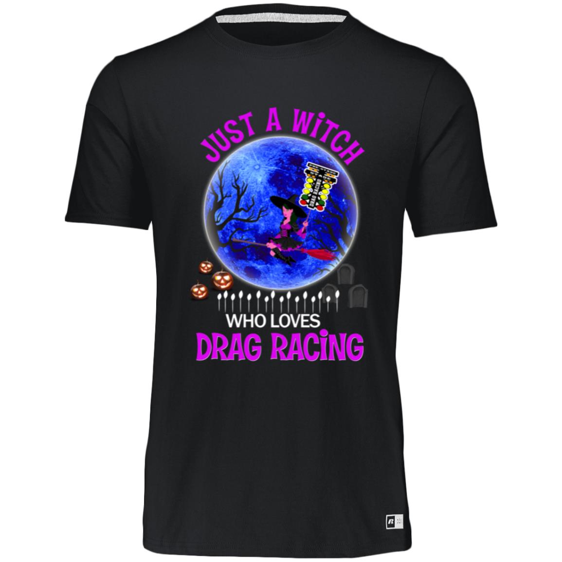 Just A Witch Who Loves Drag Racing Youth Essential Dri-Power Tee