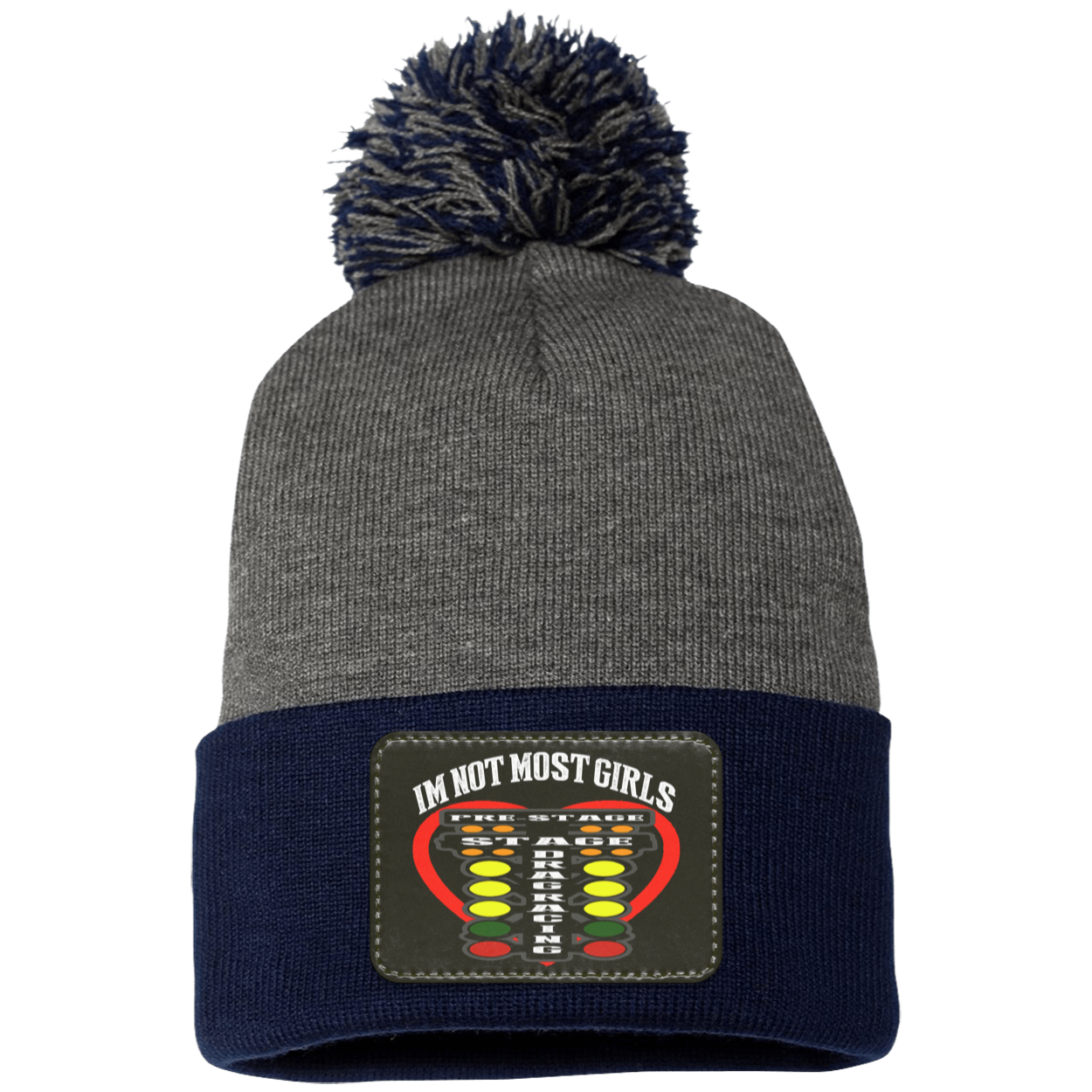 I'm Not Most Girls Drag Racing Pom Pom Knit Cap - Patch