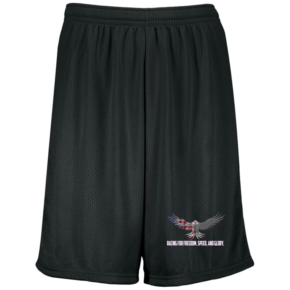Racing For Freedom, Speed, And Glory Moisture-Wicking 9 inch Inseam Mesh Shorts