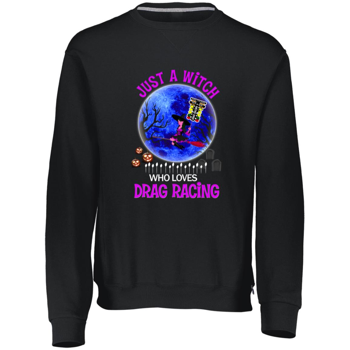 Just A Witch Who Loves Drag Racing Youth Dri-Power Fleece Crewneck Sweatshirt