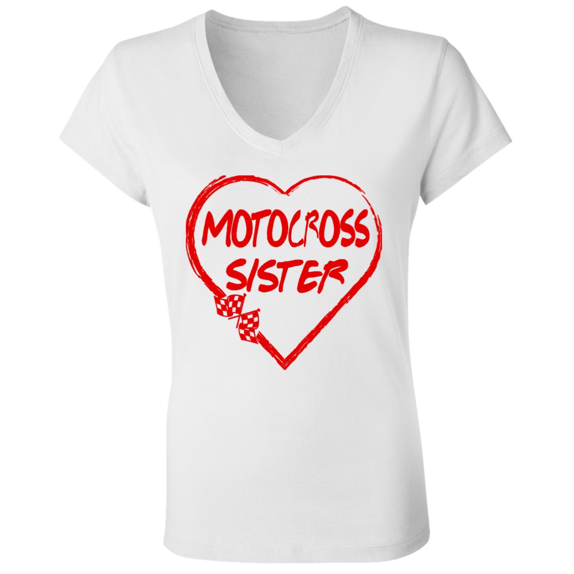 Motocross Sister Heart Ladies' Jersey V-Neck T-Shirt