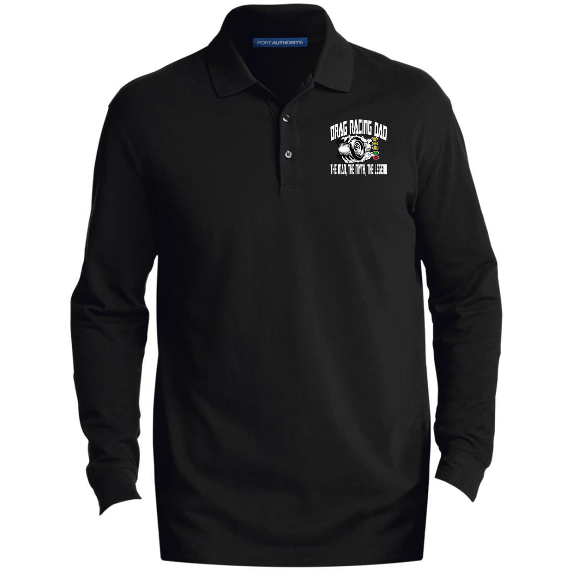 Drag Racing Dad Men's EZCotton™ Long Sleeve Polo