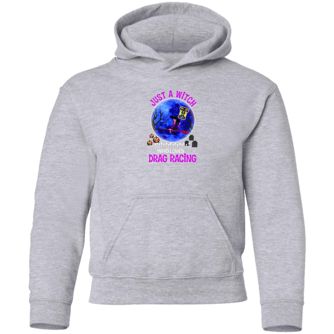 Just A Witch Who Loves Drag Racing Youth Pullover Hoodie