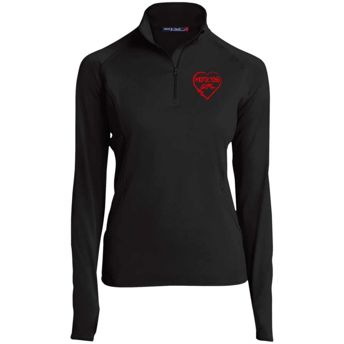 Motocross Girl Heart Ladies' 1/2 Zip Performance Pullover