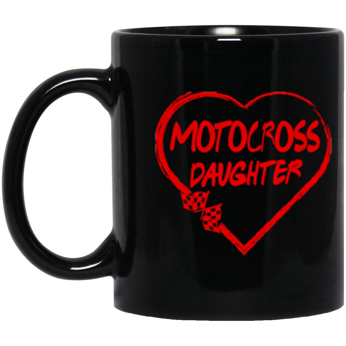 Motocross Daughter Heart 11 oz. Black Mug