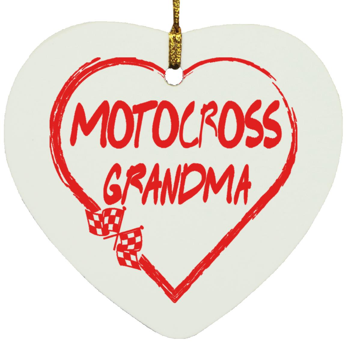 Motocross Grandma Heart Ornament