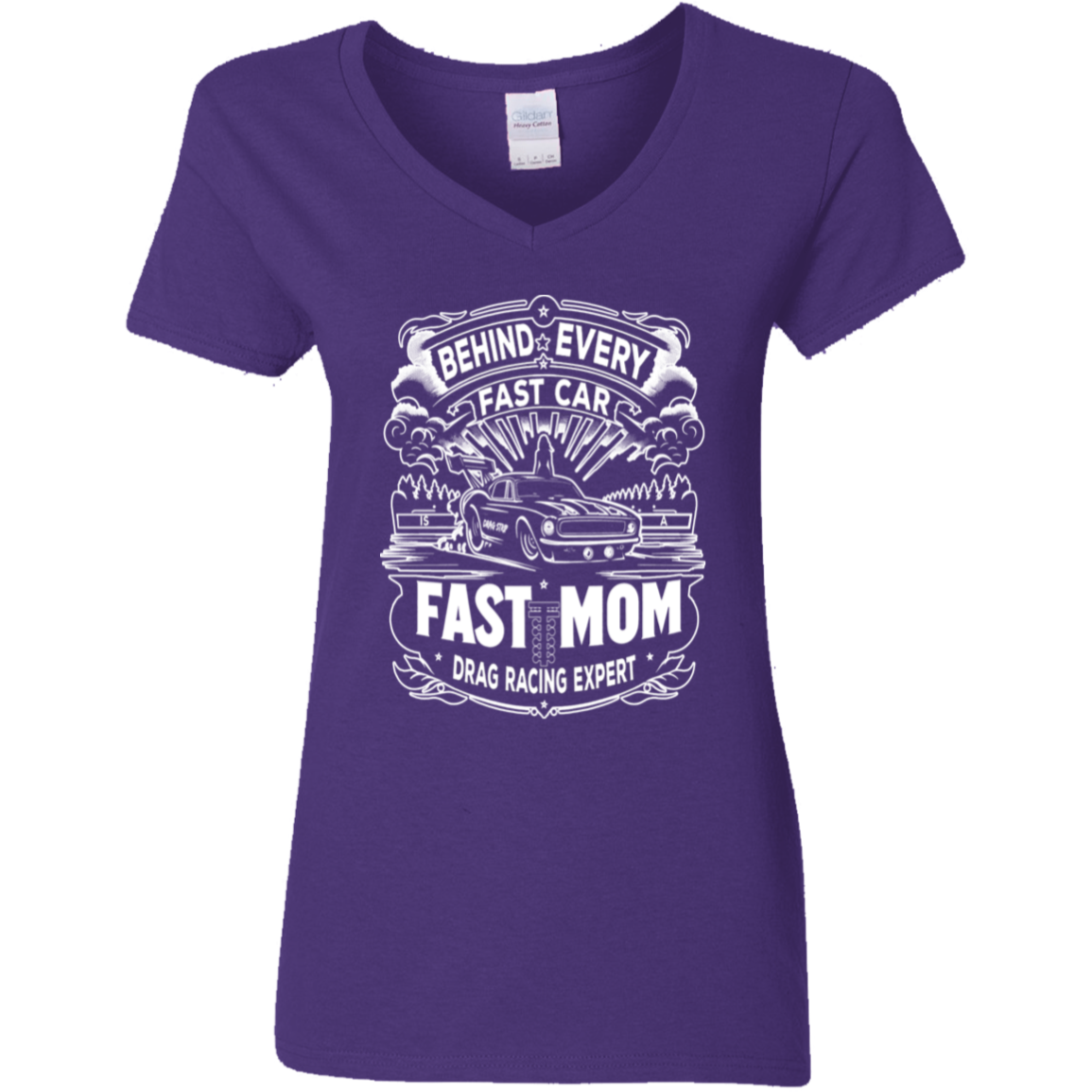 Behind Every Fast Car is a Fast Mom Drag Racing Expert V-Neck T-Shirts