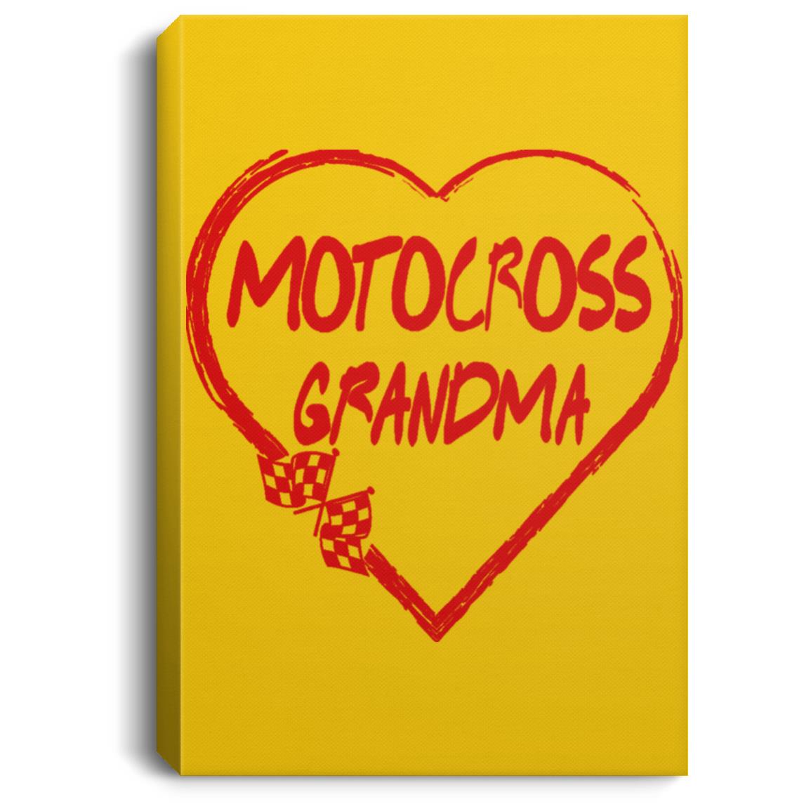Motocross Grandma Heart Portrait Canvas .75in Frame