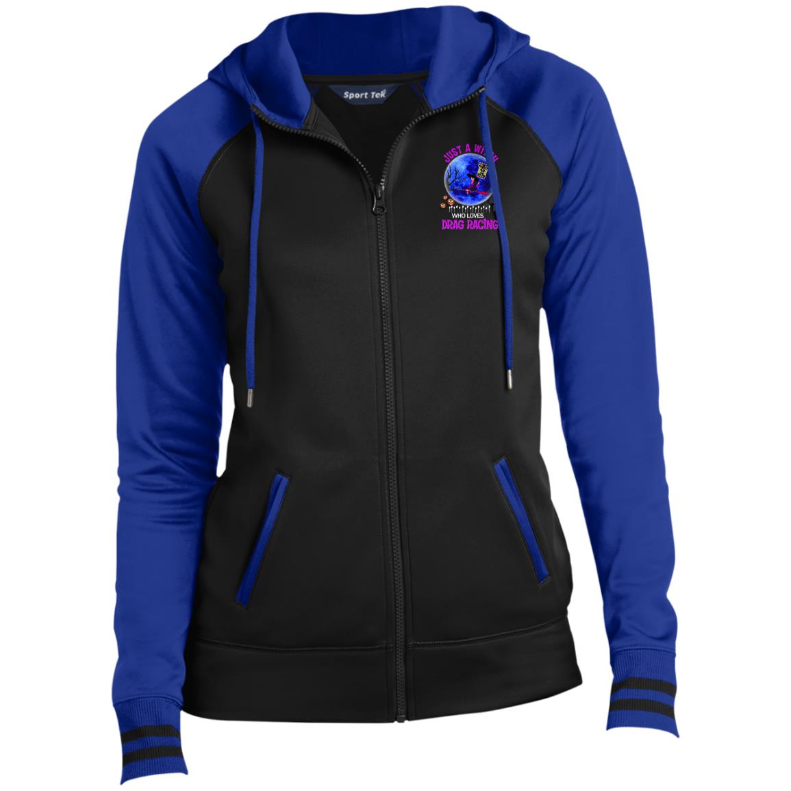 Just A Witch Who Loves Drag Racing Ladies' Sport-Wick® Full-Zip Hooded Jacket
