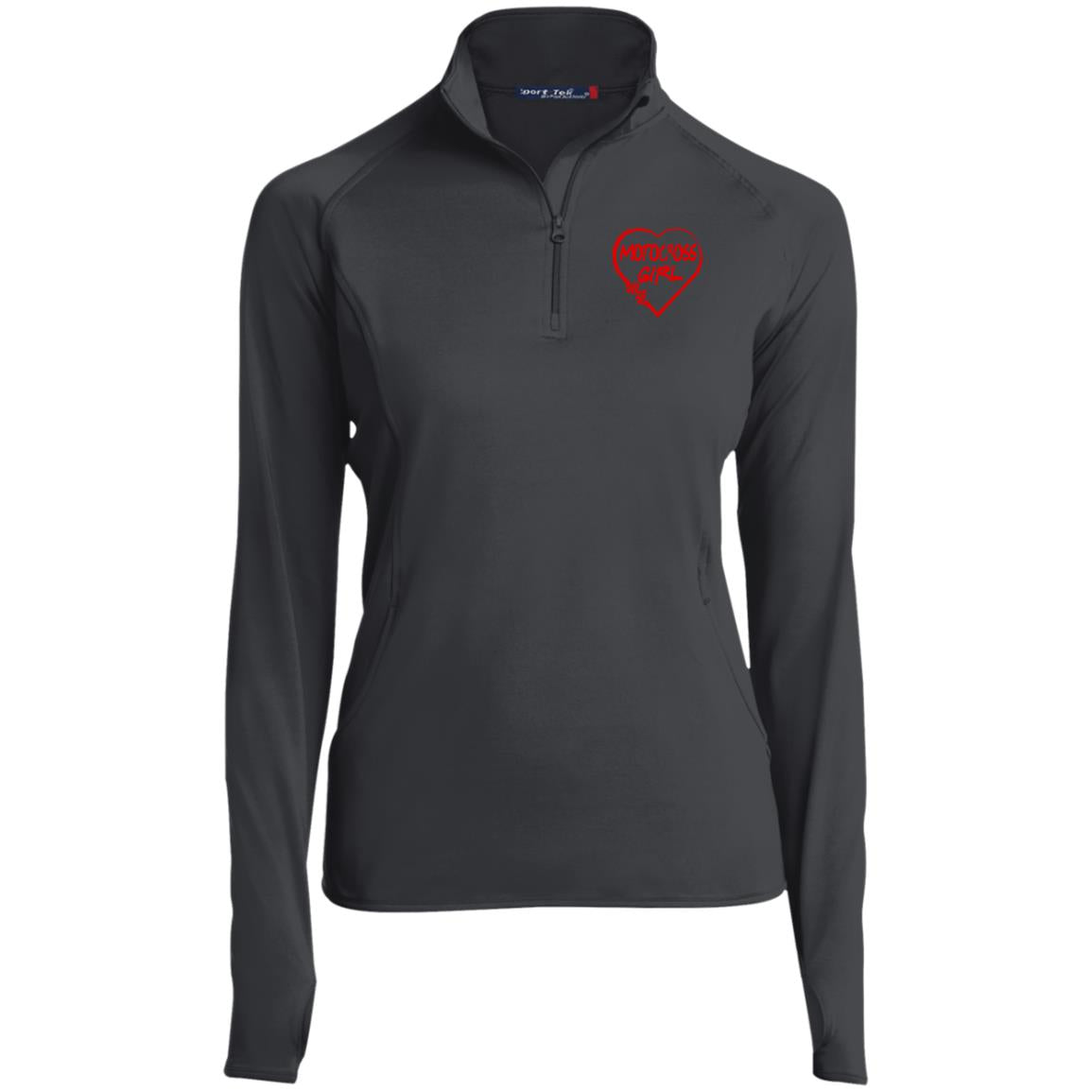 Motocross Girl Heart Ladies' 1/2 Zip Performance Pullover